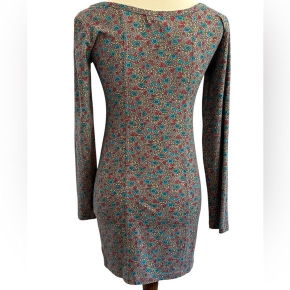 Billabong Colorful BOHO Floral Long Sleeve Stretch Mini Dress Size Medium - Picture 3 of 15